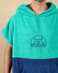 PONCHO DE BAIN EN EPONGE - MENTHE/MARINE