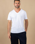 T-SHIRT HOSSEGOR EN COTON FLAMME - COL V - BLANC