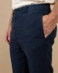PANTALON EN LIN CROUESTY - MARINE