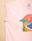 T-SHIRT CABOURG - PAYSAGE NAIF - ROSE