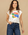 T-SHIRT CABOURG - PAYSAGE NAIF - ROSE
