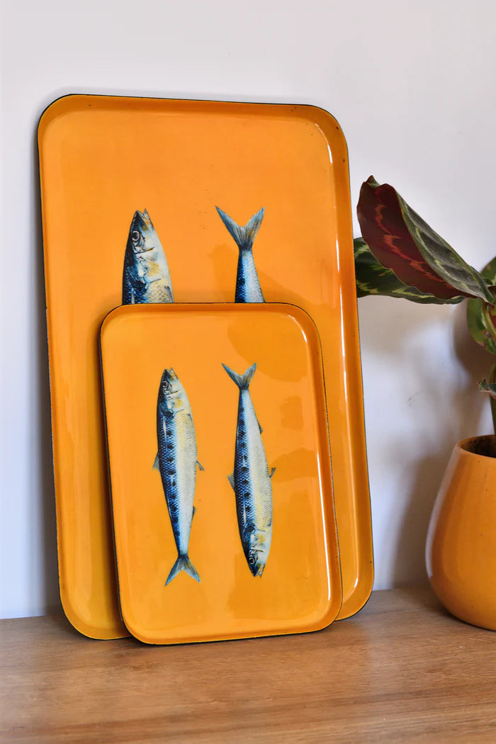 PLATEAU EMAILLE 45 x 25 CM - SARDINES