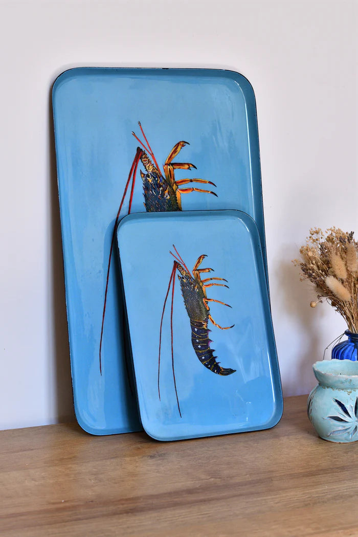 PLATEAU EMAILLE 45 x 25 CM - LANGOUSTE