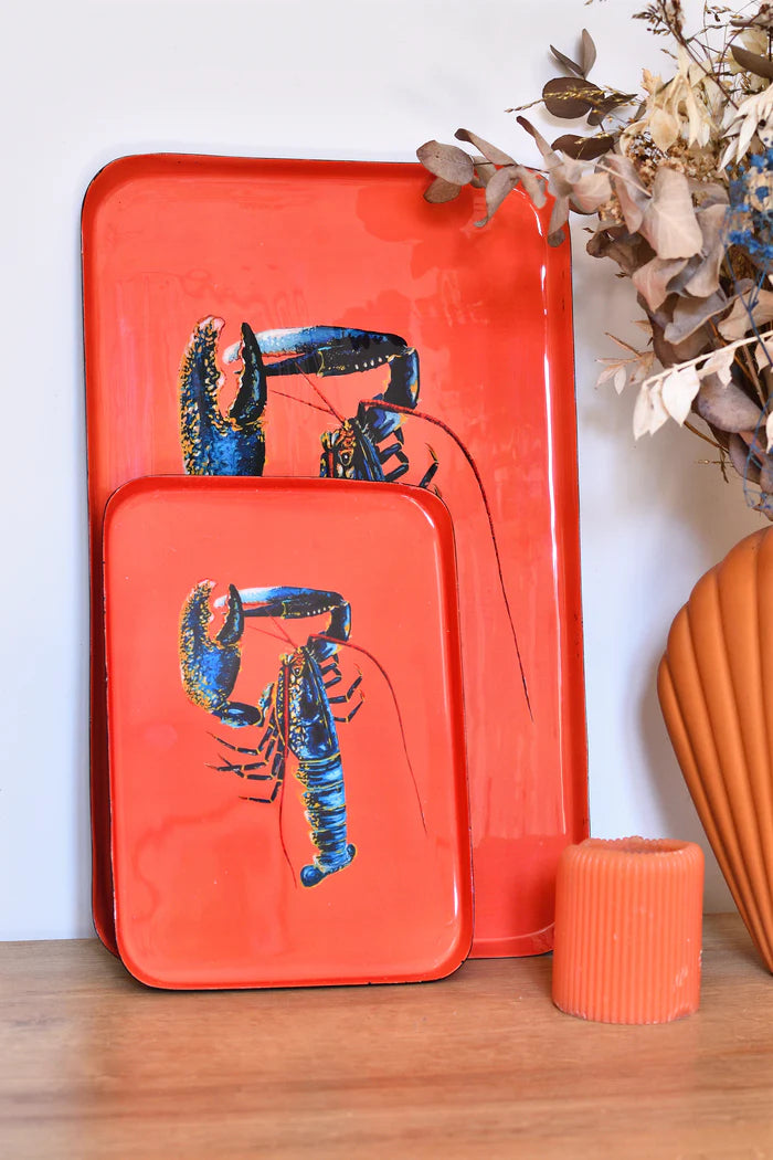 PLATEAU EMAILLE 45 x 25 CM - HOMARD