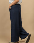 PANTALON LARGE EN LIN SETUBAL - BRONZETTE
