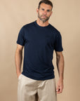 T-SHIRT ST JEAN DE LUZ EN COTON FLAMME - COL ROND - MARINE