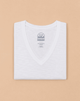 T-SHIRT UNI BIARRITZ EN COTON FLAMME - COL V - BLANC