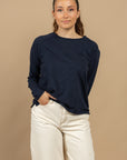 T-SHIRT MANCHES LONGUES OLERON - COTON FLAMME - MARINE