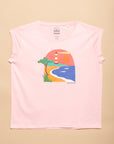 T-SHIRT CABOURG - PAYSAGE NAIF - ROSE