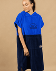 PONCHO DE BAIN EN EPONGE FEMME - BLEU/MARINE
