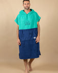 PONCHO DE BAIN EN EPONGE - MENTHE/MARINE