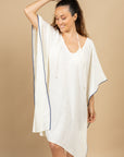 PONCHO DE PLAGE EN GAZE DE COTON HONFLEUR - ECRU
