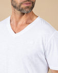T-SHIRT HOSSEGOR EN COTON FLAMME - COL V - BLANC