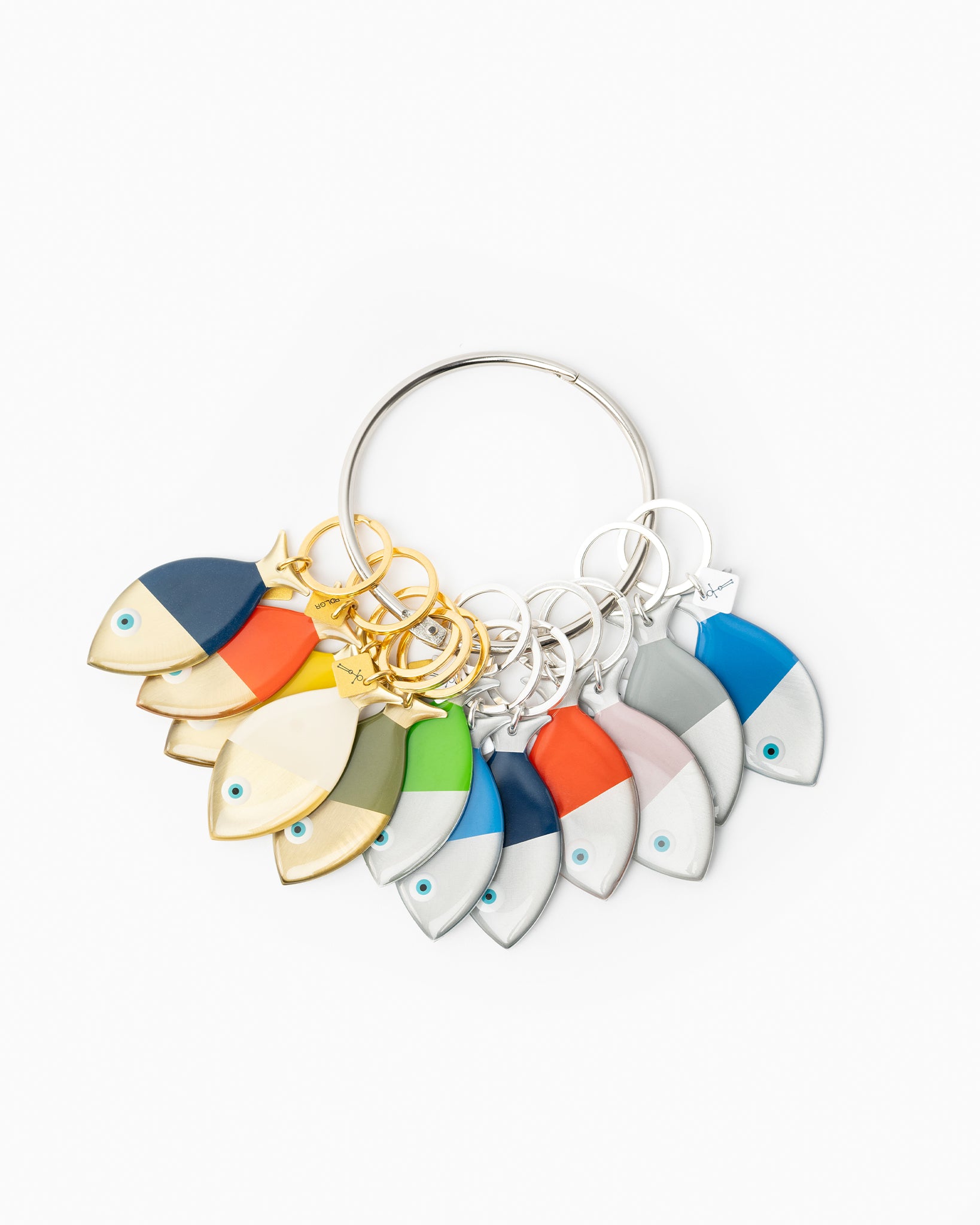PORTE-CLE POISSON BRONZE - ROUGE