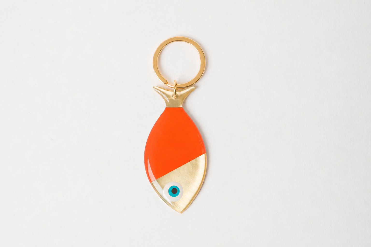 PORTE-CLE POISSON BRONZE - ROUGE
